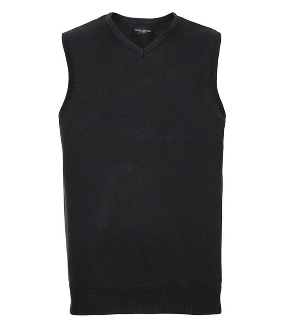 Russell Collection Sleeveless Cotton Acrylic V Neck Sweater