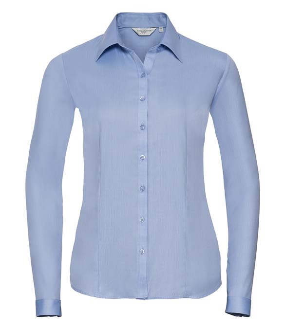 Russell Collection Ladies Long Sleeve Herringbone Shirt